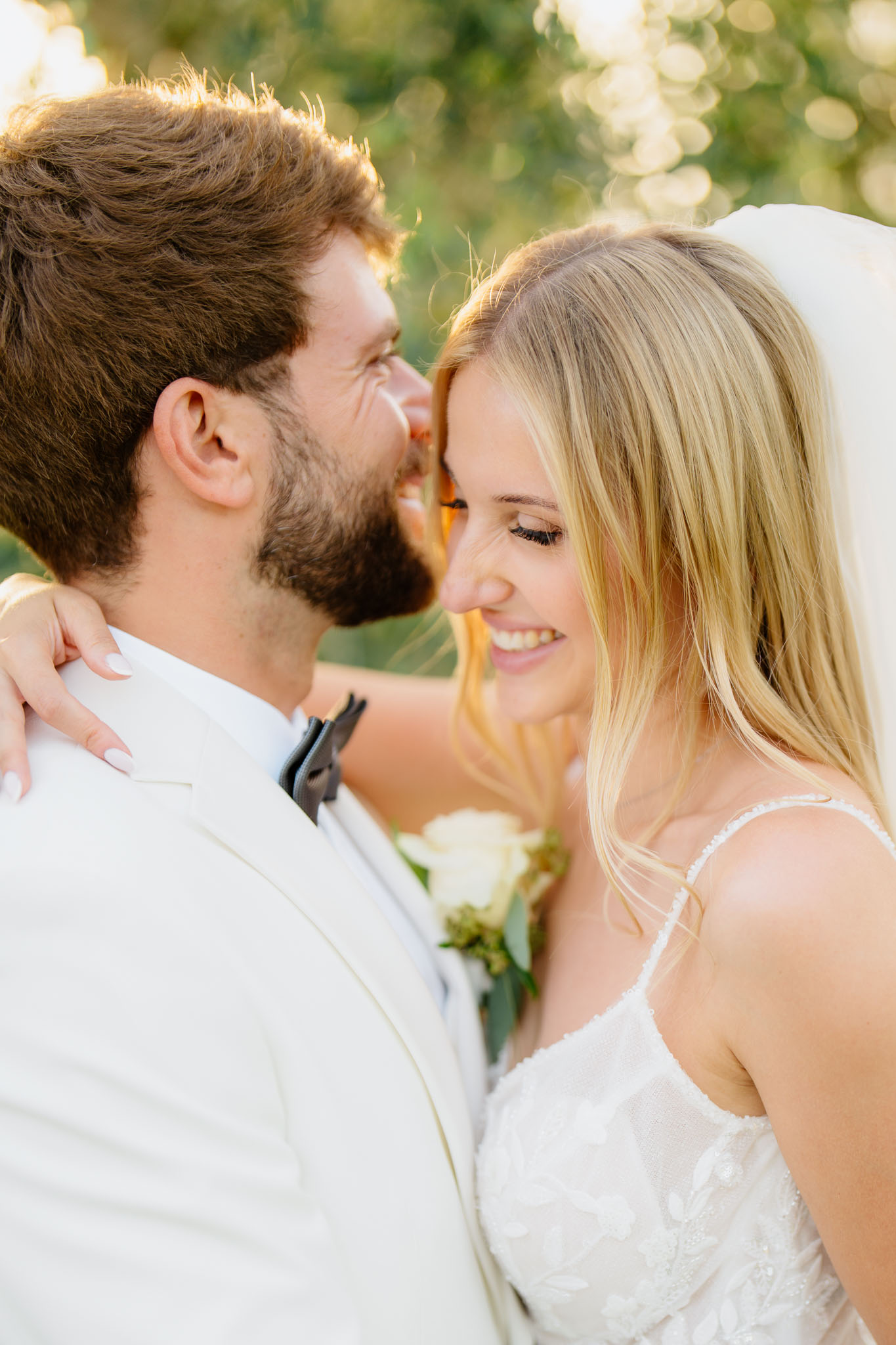 happy bride and groom portrait